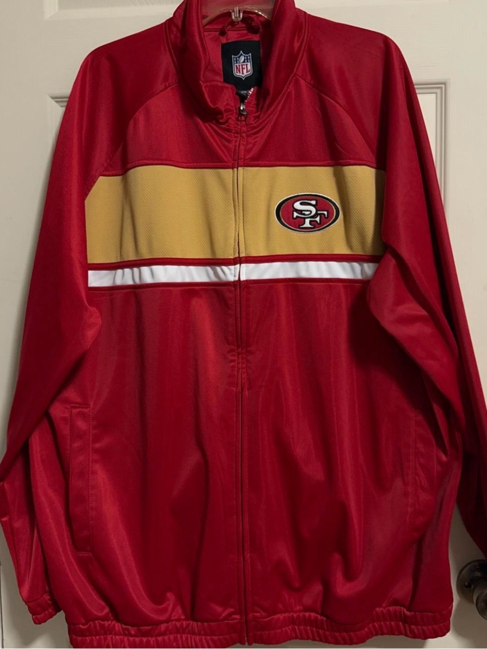 NFL SF 49ers Full Zip Polyester Jacket Size XXL Mens G-III Red And Gold.